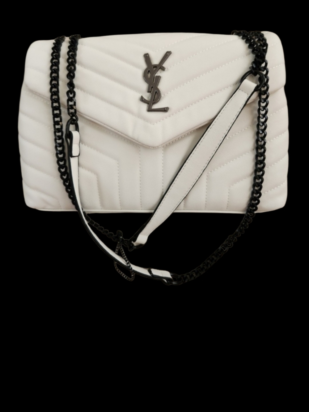 Saint Laurent Inspired White Quilted Chain Shoulder Bag